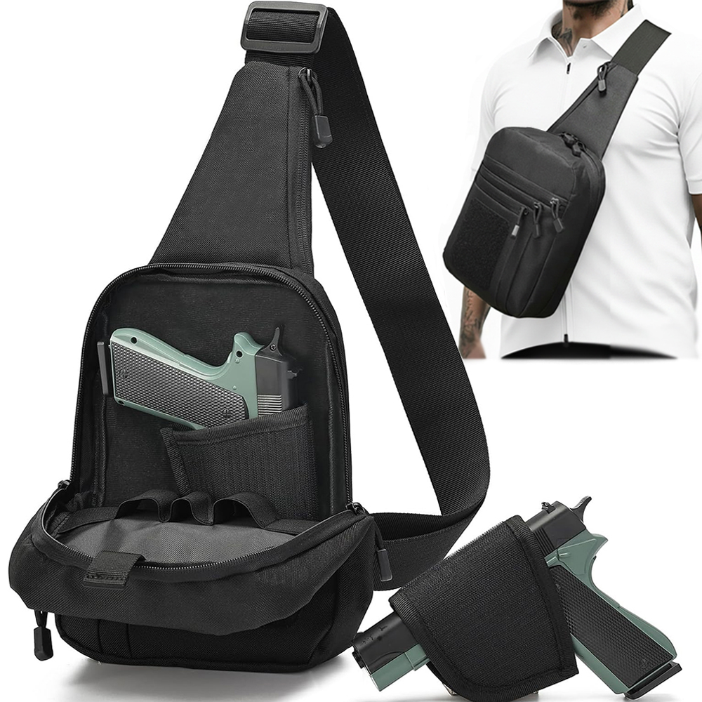 タクティカルピストルガンバッグ、隠し携帯用ガンホルスター、ハ - Edc Concealed Carry Sling Bag のレビューと価格