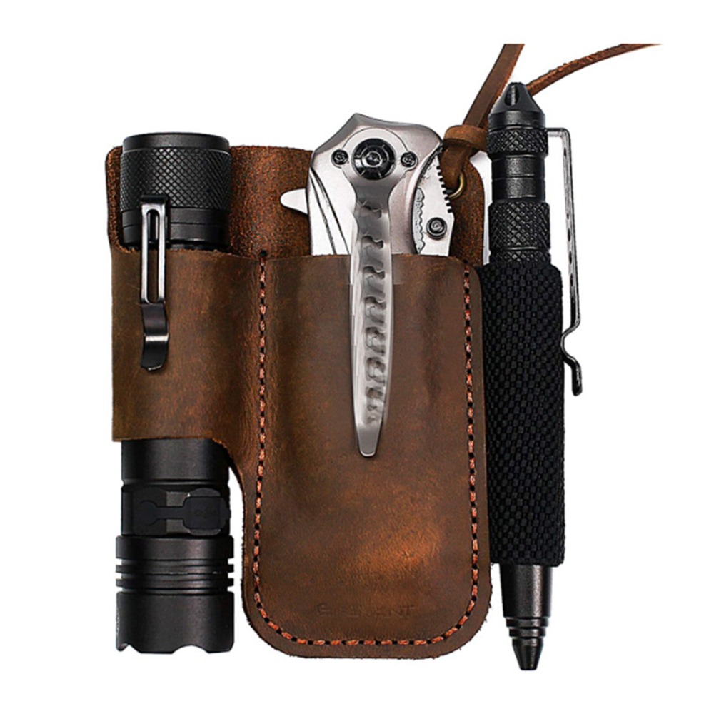 耐久性のある牛革製マルチツールシース（ペンループ付き、ブラウ - Edc Carry Clip のレビューと価格