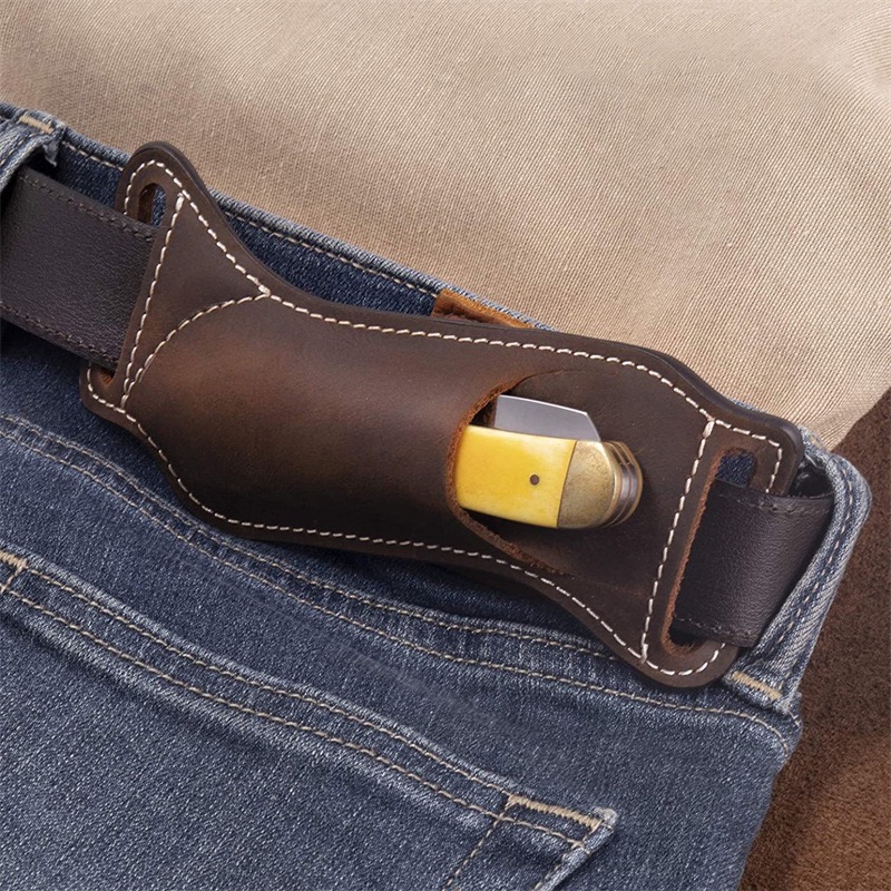 屋外用、本革製、腰に装着できるEDCナイフ用シース／ポーチ。 - Edc Carry Knife のレビューと価格